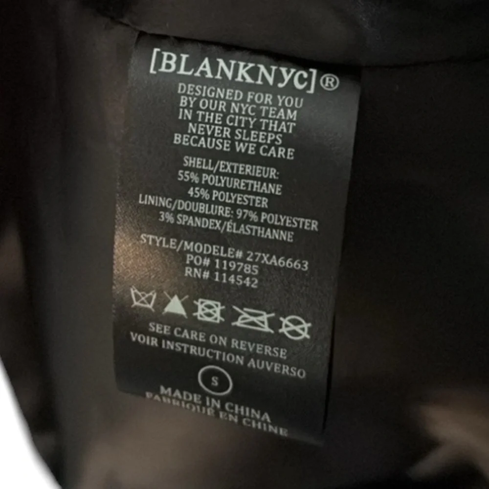 Like New Blank NYC Open Secret Faux Leather Moto Jacket Black Size Small - Picture 12 of 12